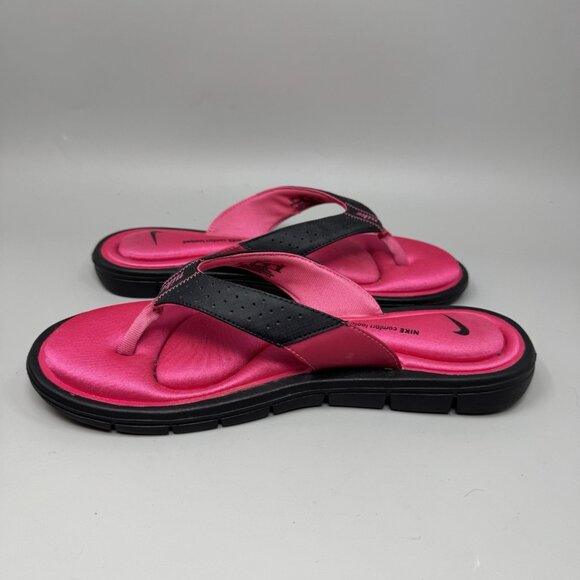 Nike Comfort Footbed Women's 11 Thong Sandals Flip Flops Black & Pink - Picture 2 of 7